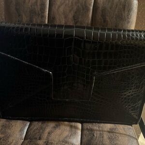 Black Crocodile-Embossed Men's Bag